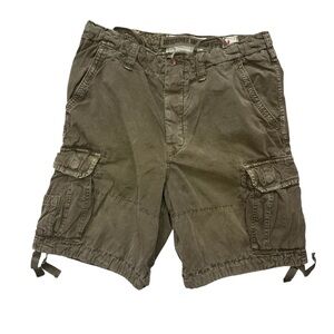 Vintage Abercrombie & Fitch men's green olive baggy distressed cargo shorts